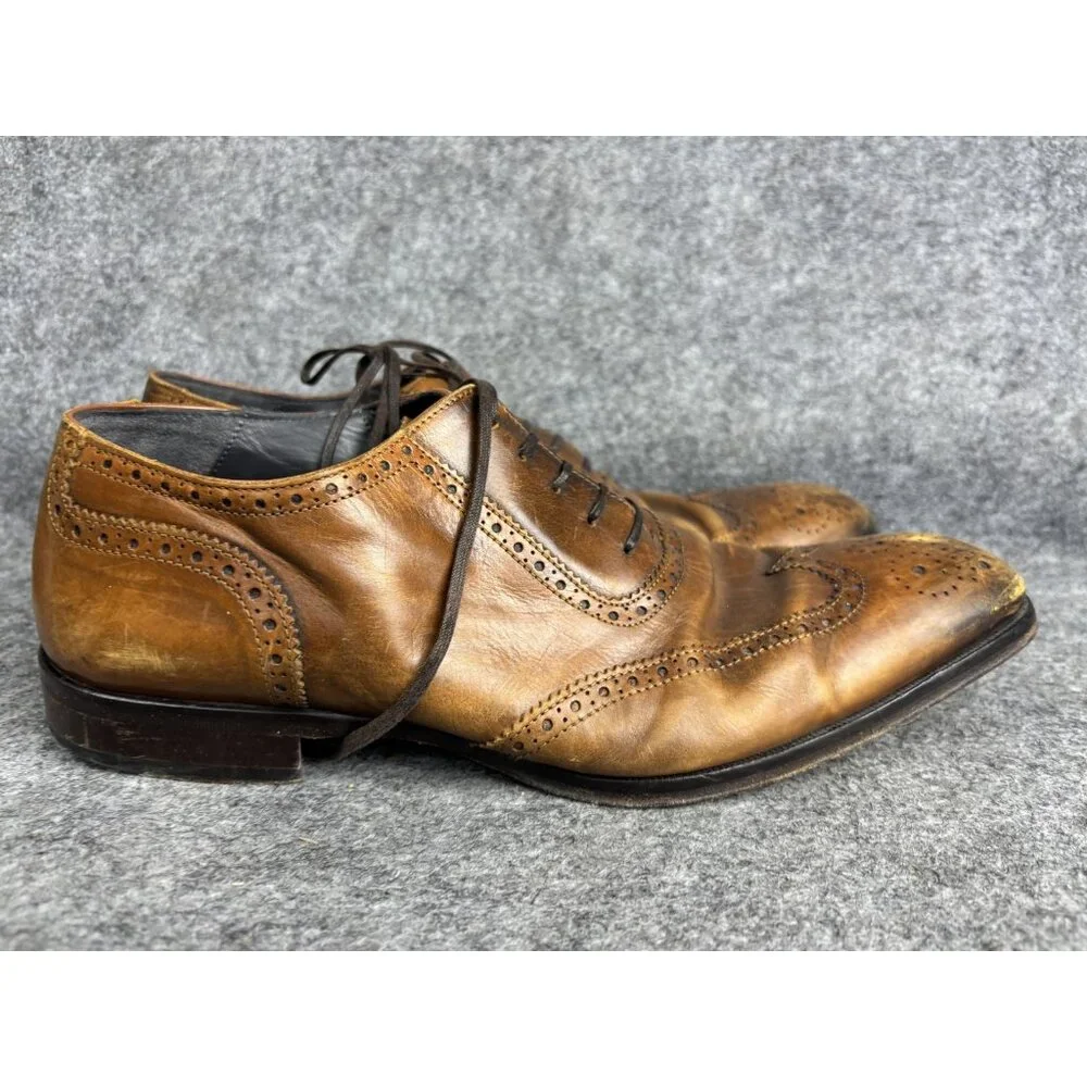 To‎ Boot New York Shoes Mens Size 10 Brown Wingtip Oxford Brogue Made in Italy